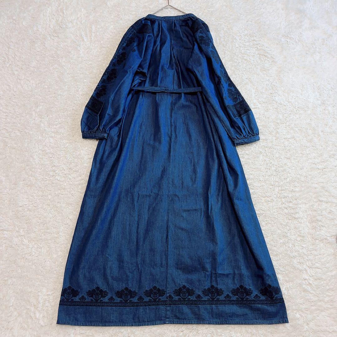 美品✨RHC ロンハーマン デニムワンピース マキシ丈 刺繍 綿 インディゴ