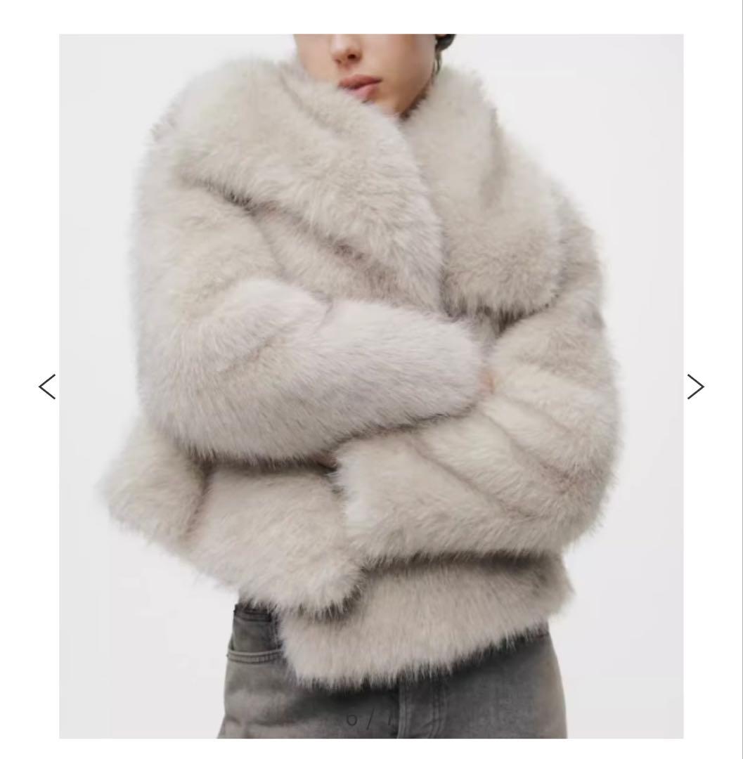 ZARA フェイクファーコート ショートジャケット Lサイズ