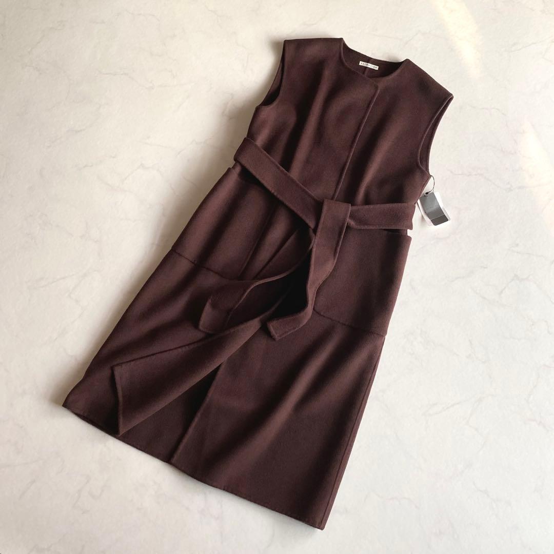 ESTNATION super140's リバー ノーカラー ベスト ブラウン