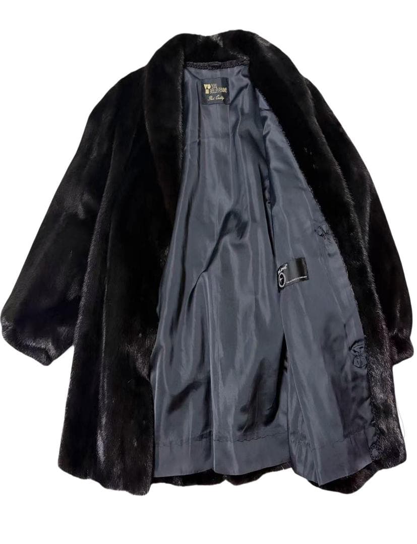 美品　ブラックジュエル　ミンクコート　毛皮　毛質艶やか　リアルファー　柔らか