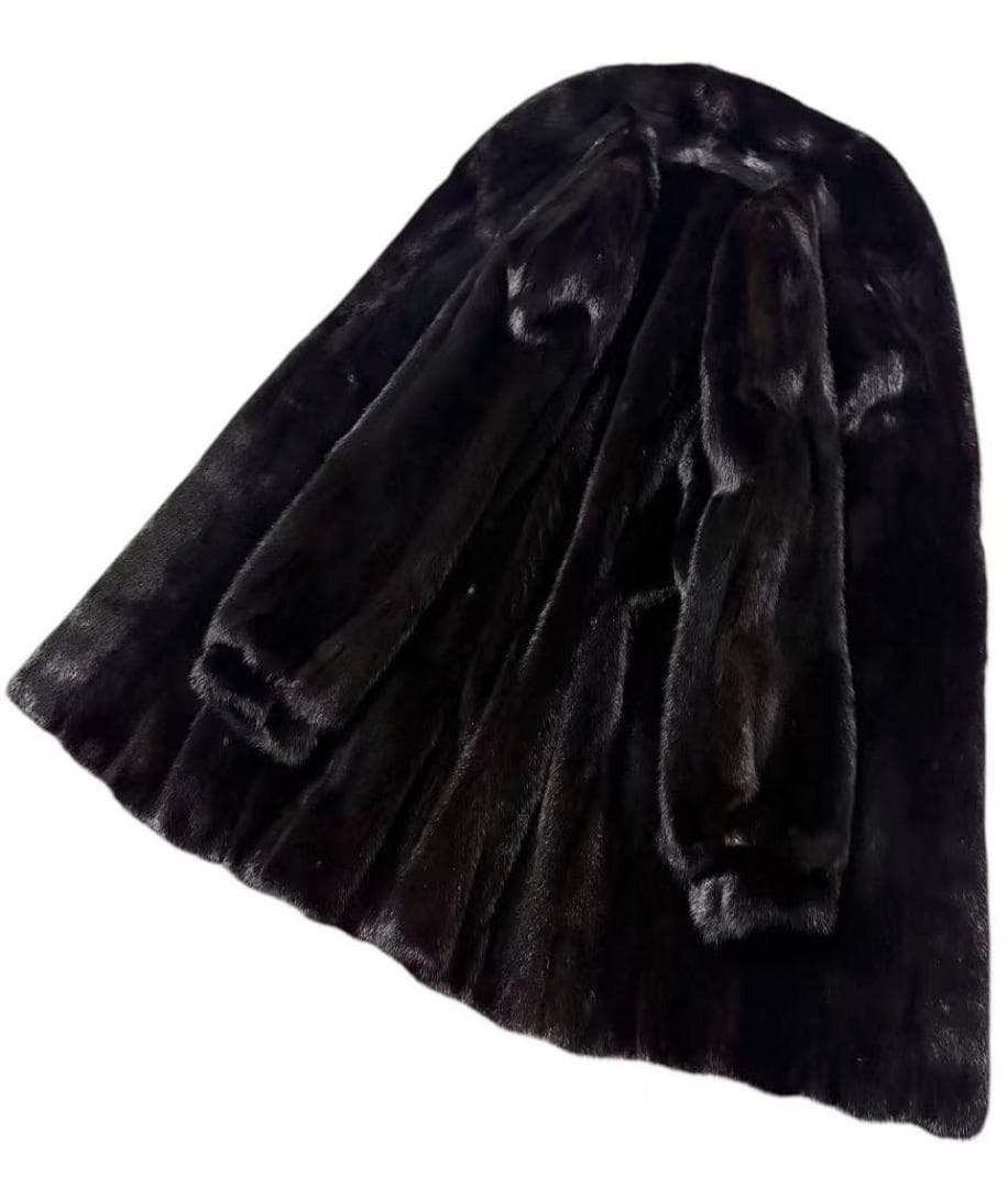 美品　ブラックジュエル　ミンクコート　毛皮　毛質艶やか　リアルファー　柔らか