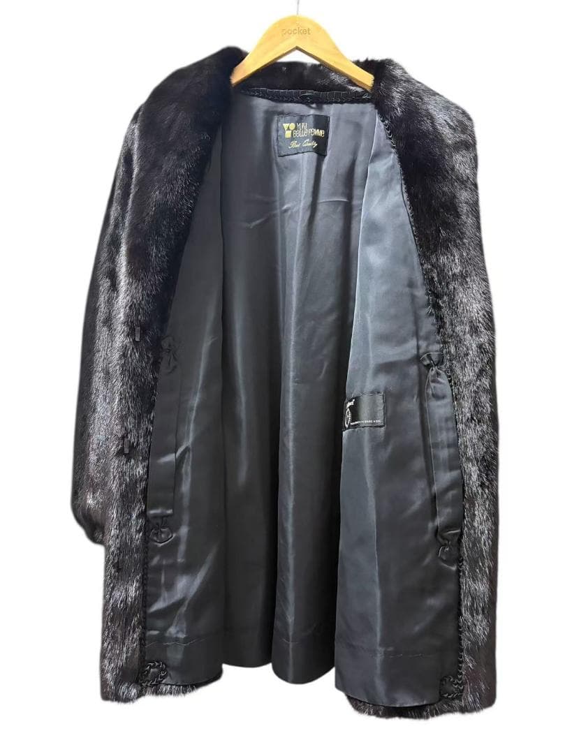 美品　ブラックジュエル　ミンクコート　毛皮　毛質艶やか　リアルファー　柔らか