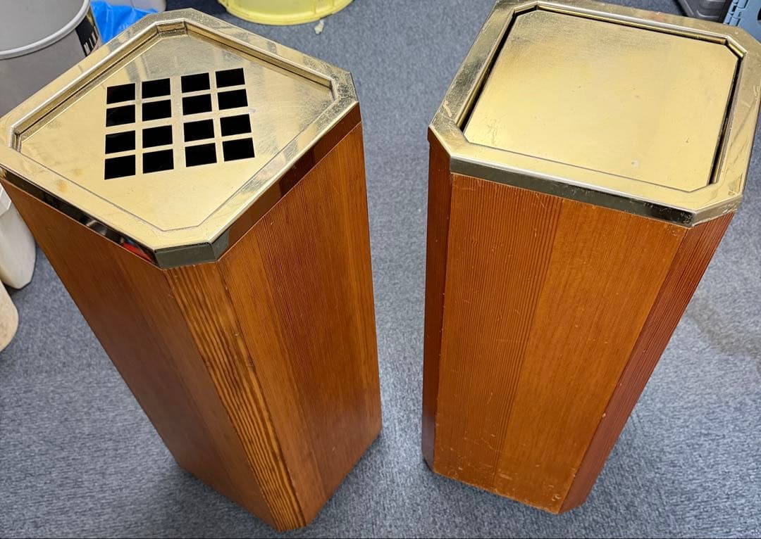 ホテル　旅館　木製灰皿&木製ゴミ箱 スタンドタイプ