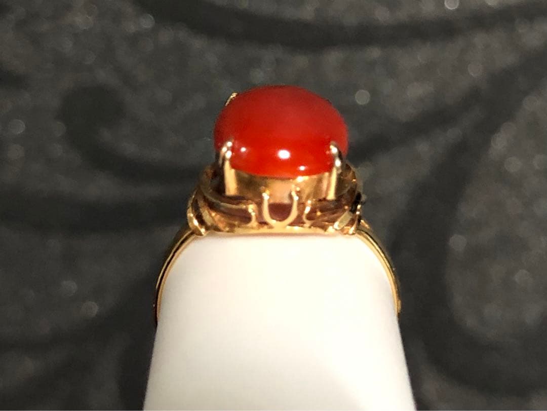 天然　珊瑚　リング　指輪　k18 高知サンゴ工房