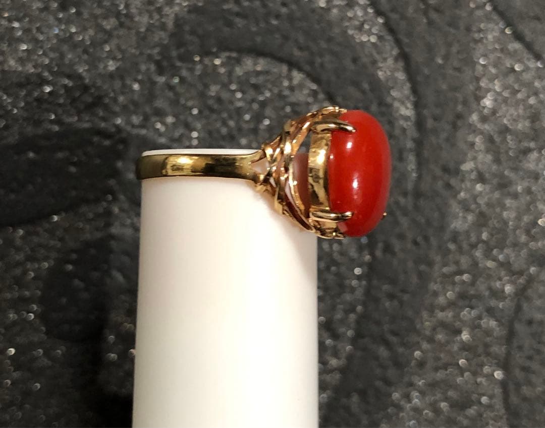 天然　珊瑚　リング　指輪　k18 高知サンゴ工房