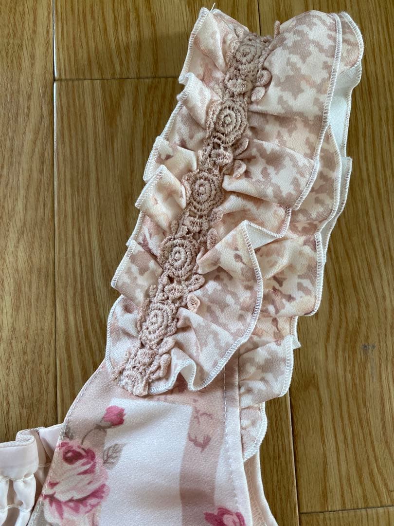 LIZ LISA チェック花柄ジャンスカワンピース ピンクベージュ