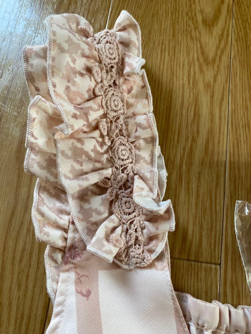 LIZ LISA チェック花柄ジャンスカワンピース ピンクベージュ