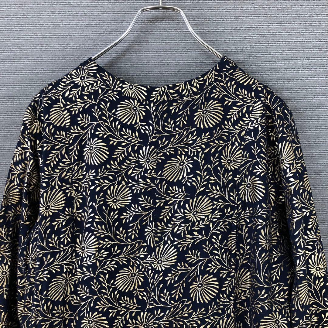 ヌキテパ Foil Flower Print Panel Dress ゴールド