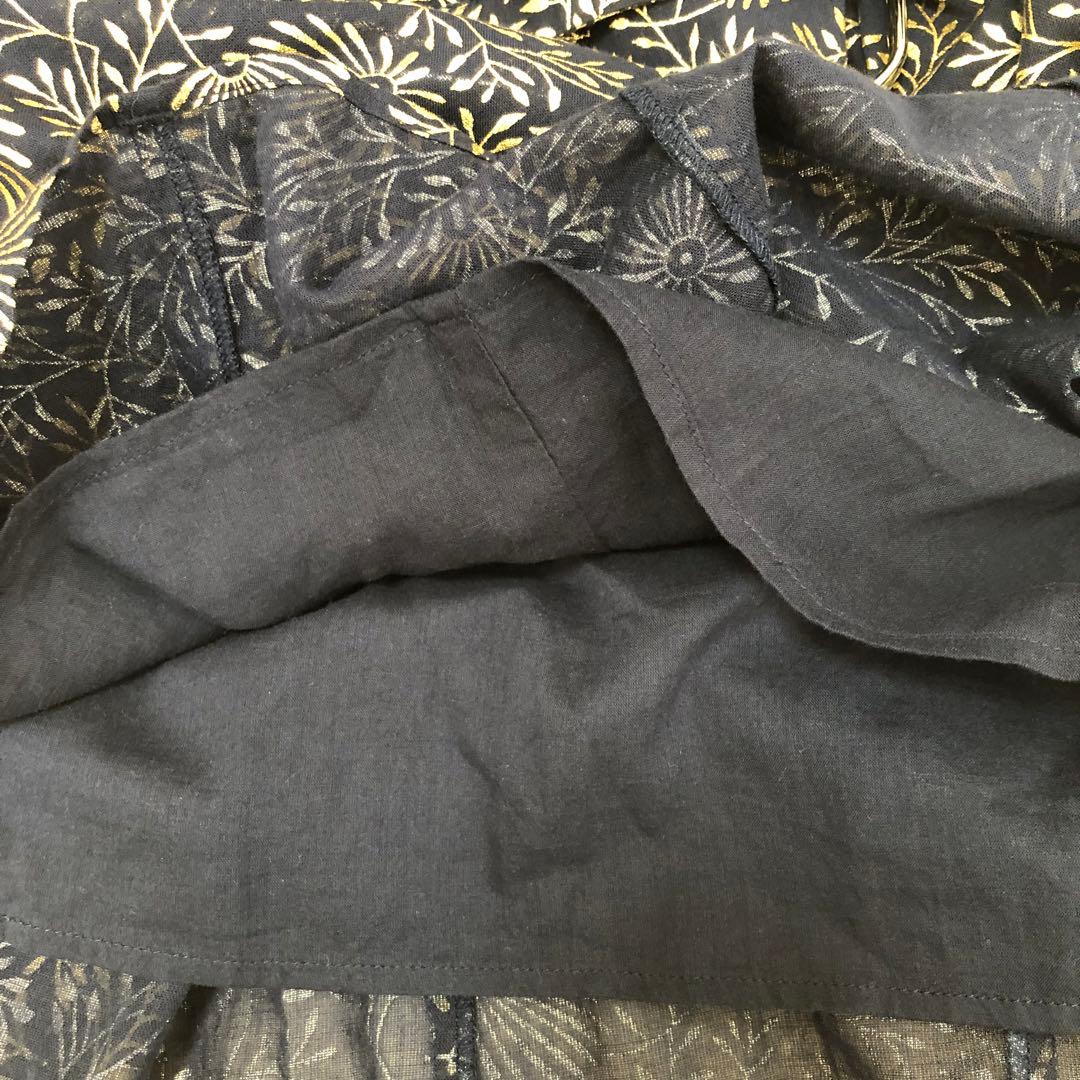 ヌキテパ Foil Flower Print Panel Dress ゴールド