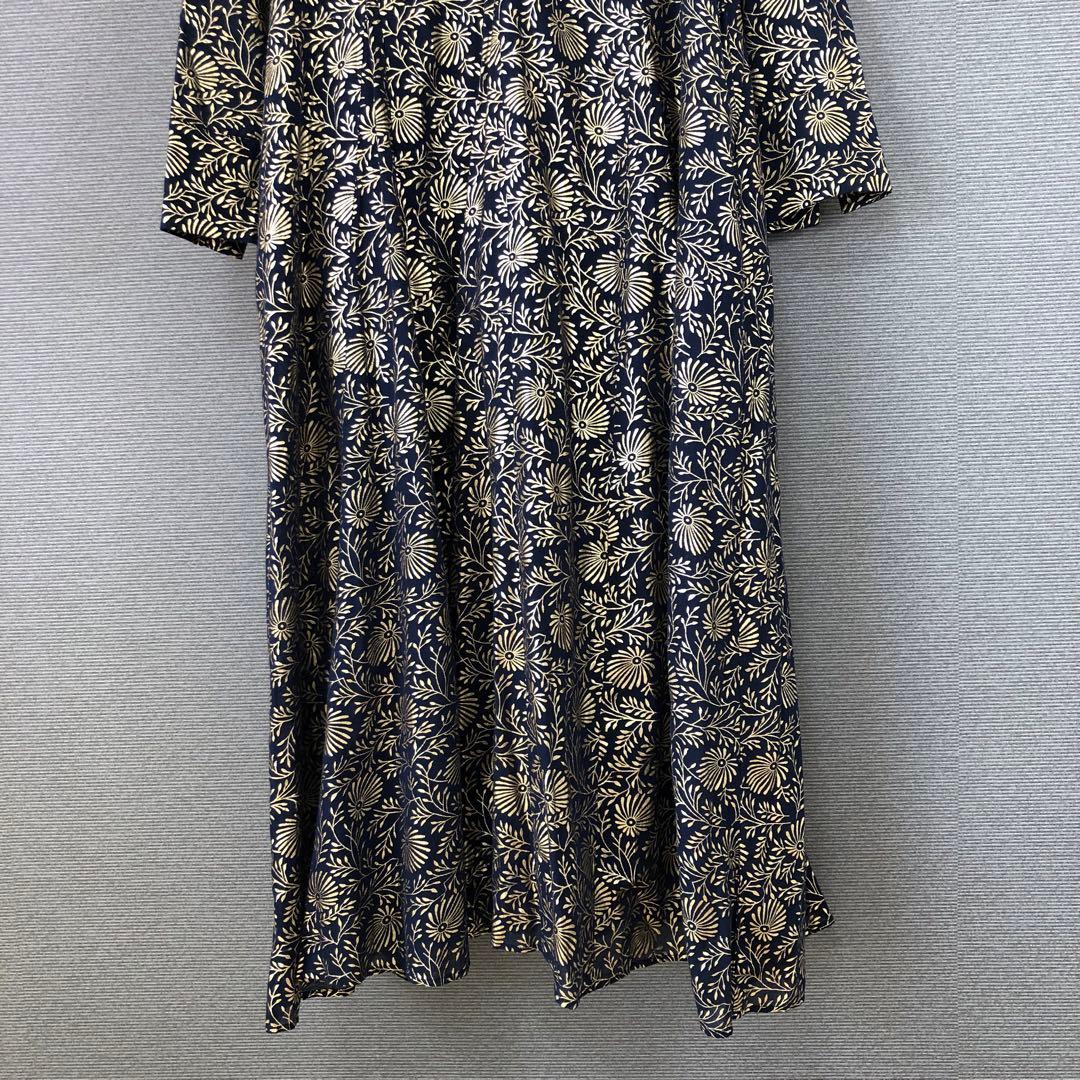 ヌキテパ Foil Flower Print Panel Dress ゴールド