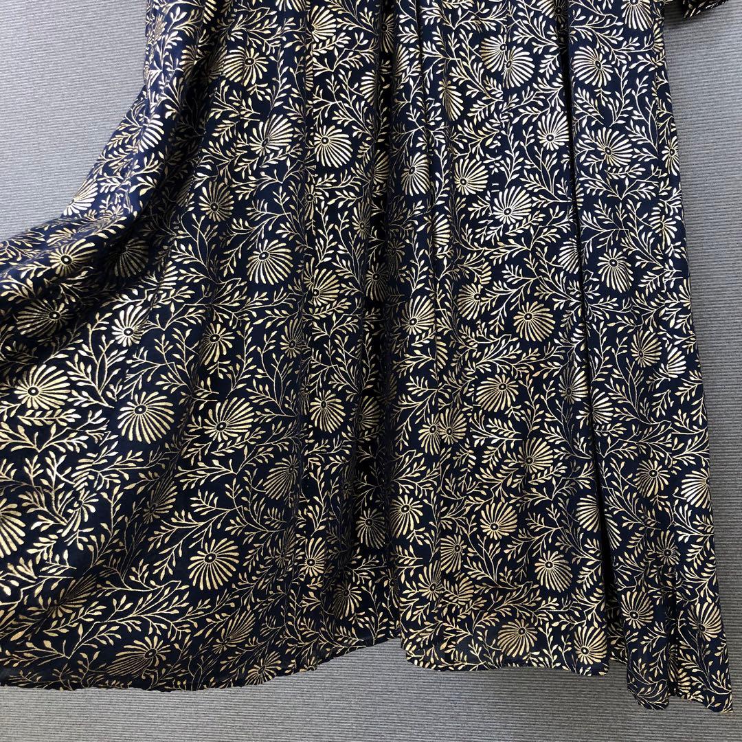ヌキテパ Foil Flower Print Panel Dress ゴールド