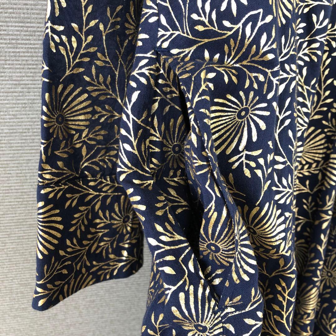 ヌキテパ Foil Flower Print Panel Dress ゴールド