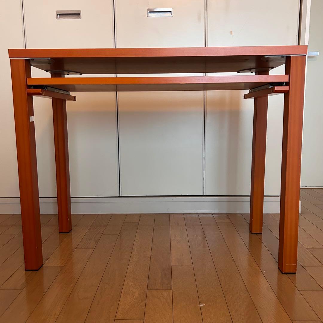 【佐藤】木製 シンプルな机 スライド式下段棚付き パソコン用としても便利