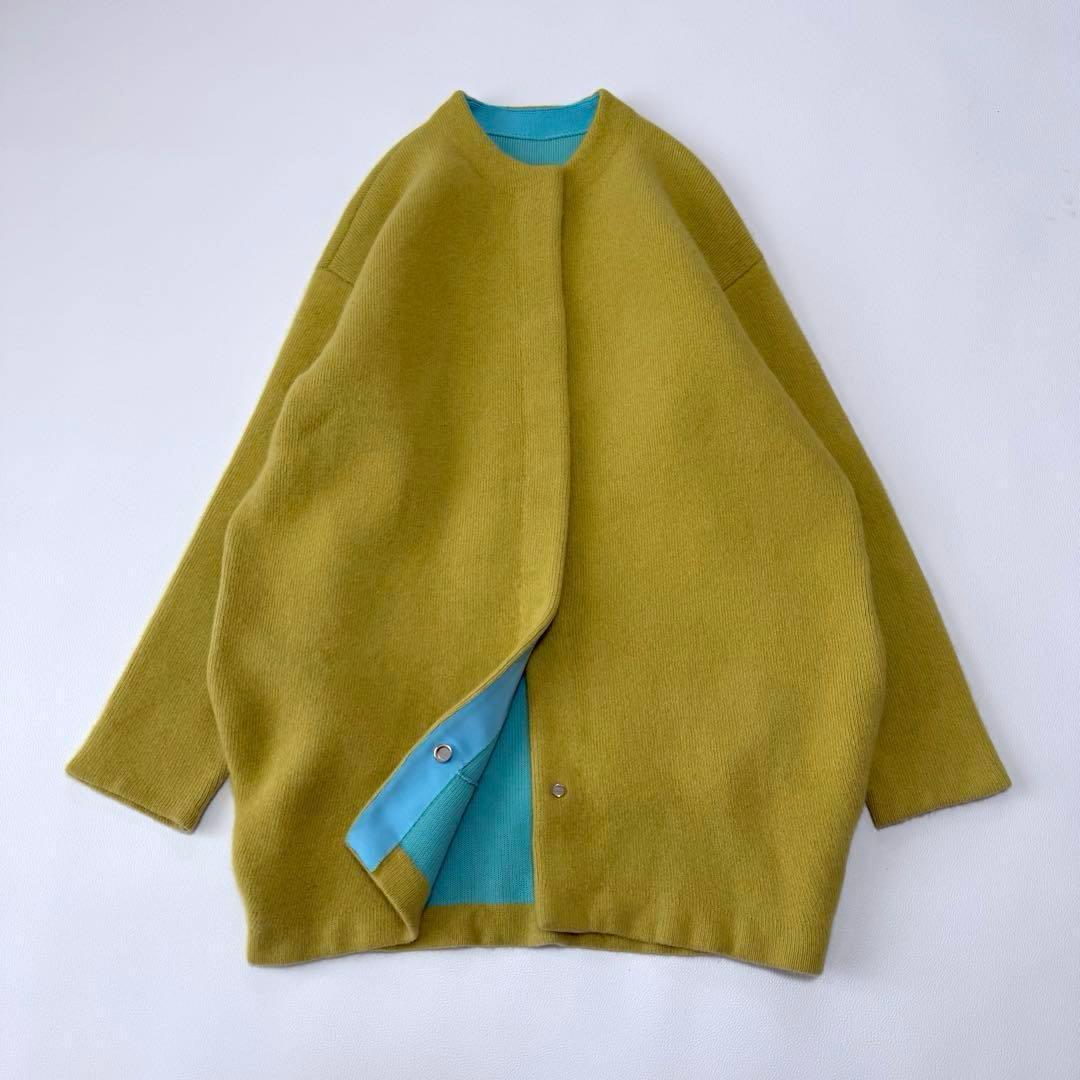 エレンディーク ラクーンミックスダブルカーディガン　ダブルフェイス　イエロー