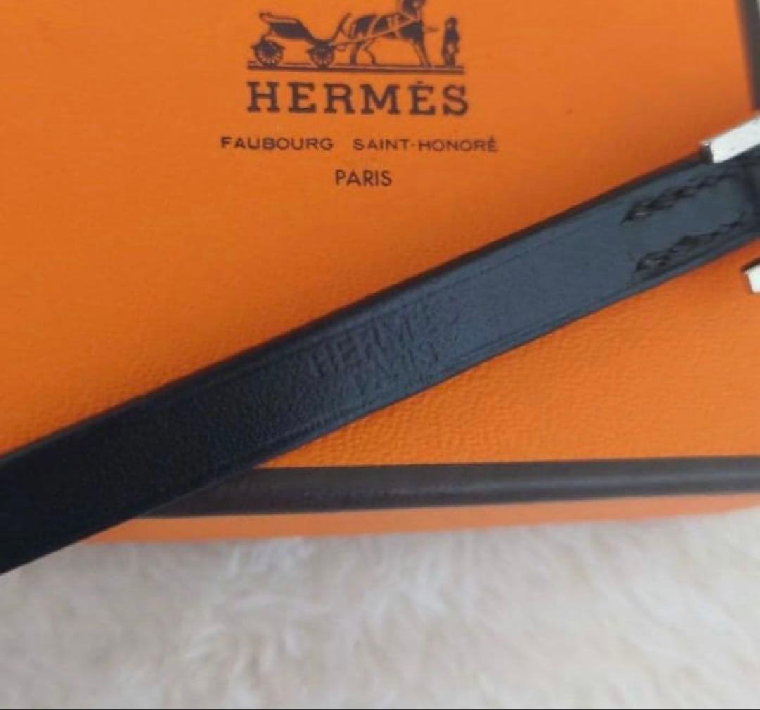 HERMES エルメス アピ3 レザー シルバー金具 ロング ブレスレット