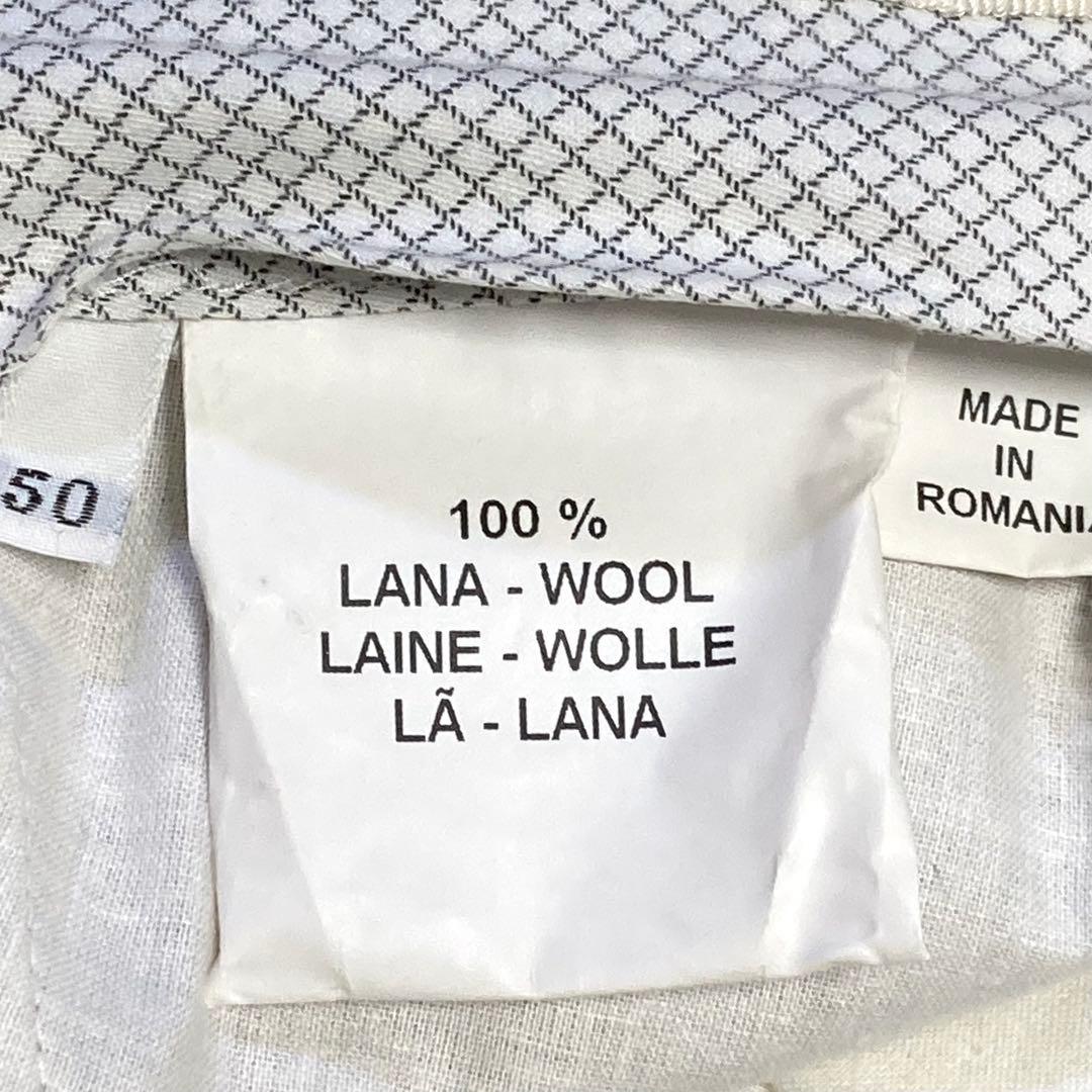 新同★インコテックス♂ウールフラノスラックスパンツ★ライトグレー★細いボーダー