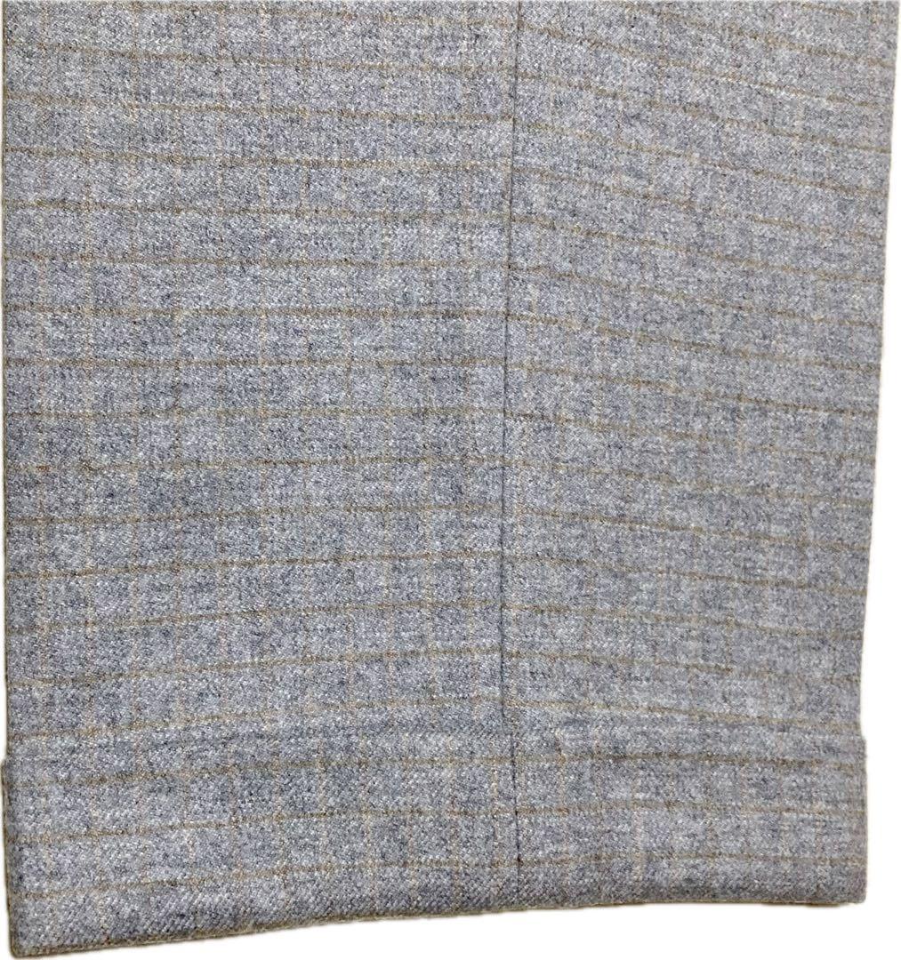 新同★インコテックス♂ウールフラノスラックスパンツ★ライトグレー★細いボーダー