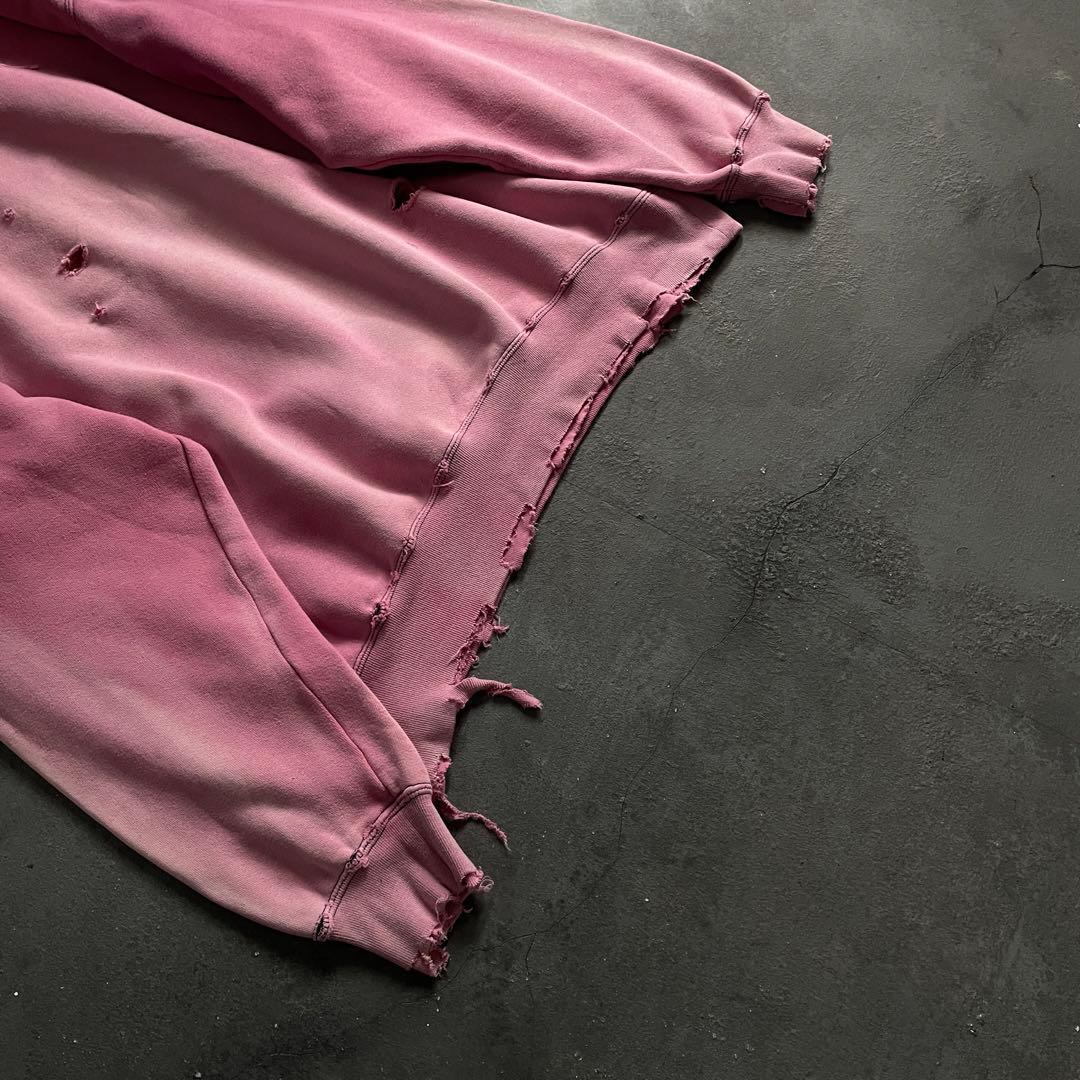 80's adidas“万国旗”刺繍ロゴ”肉厚“鬼フェード“Boro sweat