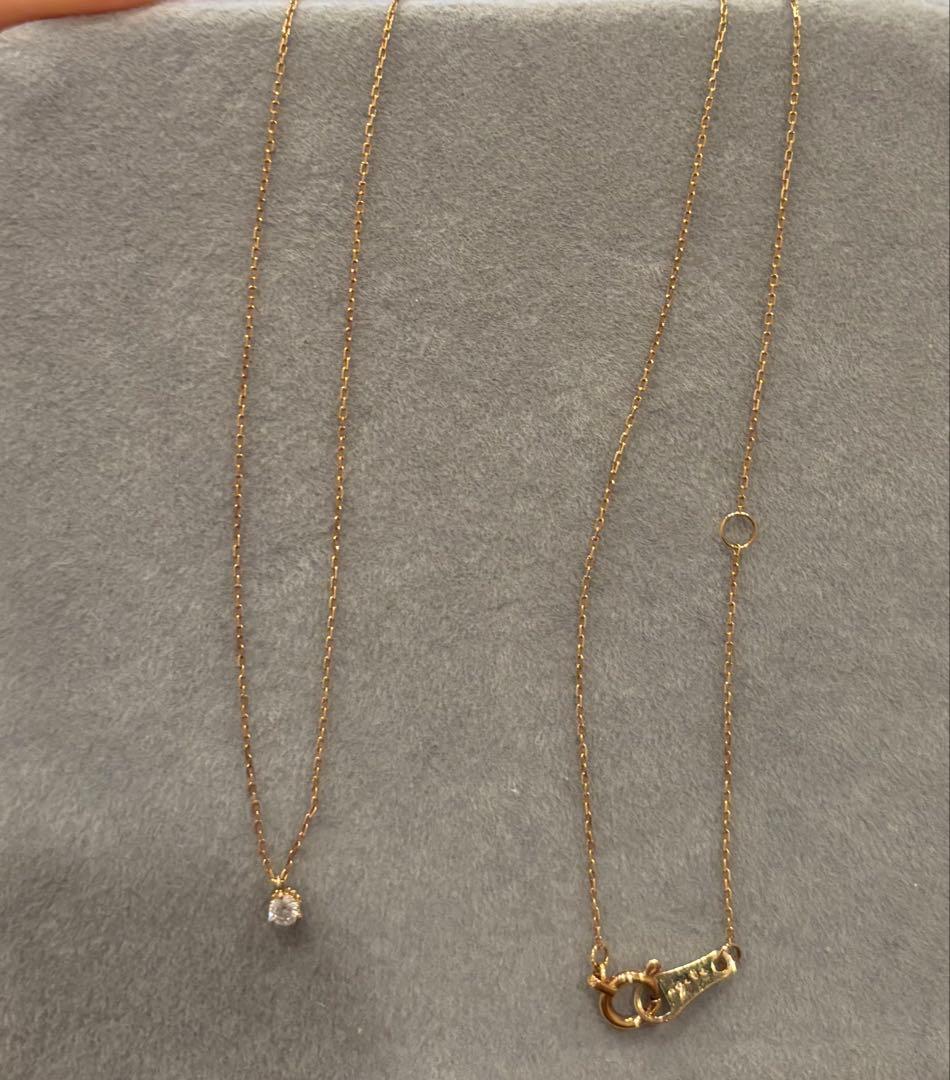 agete K18 ゴールド ネックレス 0.05 ダイヤ