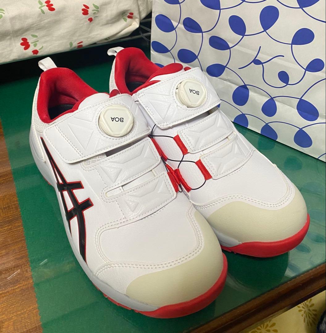 ASICS 安全靴　作業靴　BOAクロージャー ホワイト/レッド　男女兼用