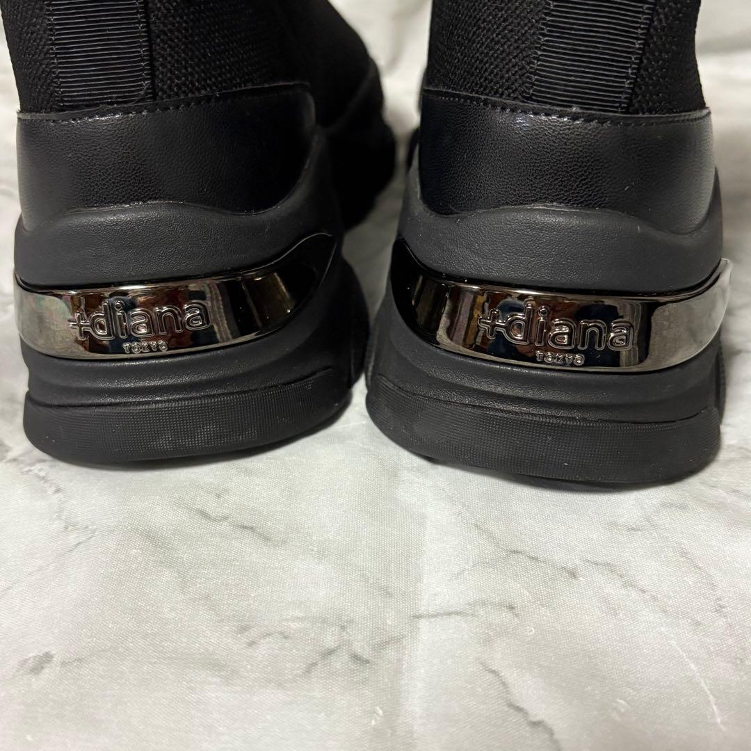 ＋diana ニットソックススニーカーブーツ ショートブーツ 黒 24.5