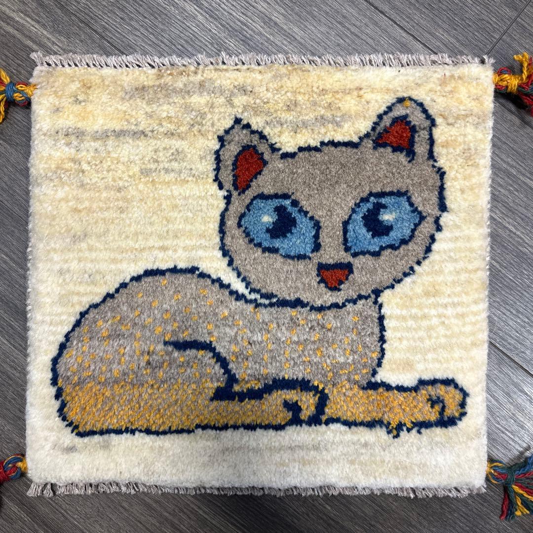 ペレシヤギャッベ手織り絨毯ミニラグアニメル絨毯42cmx38cm