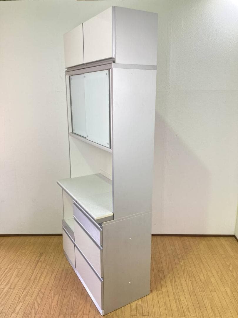 綾野製作所 背高 IDC 大塚家具 食器棚 100 飾り棚 キッチンボード 白