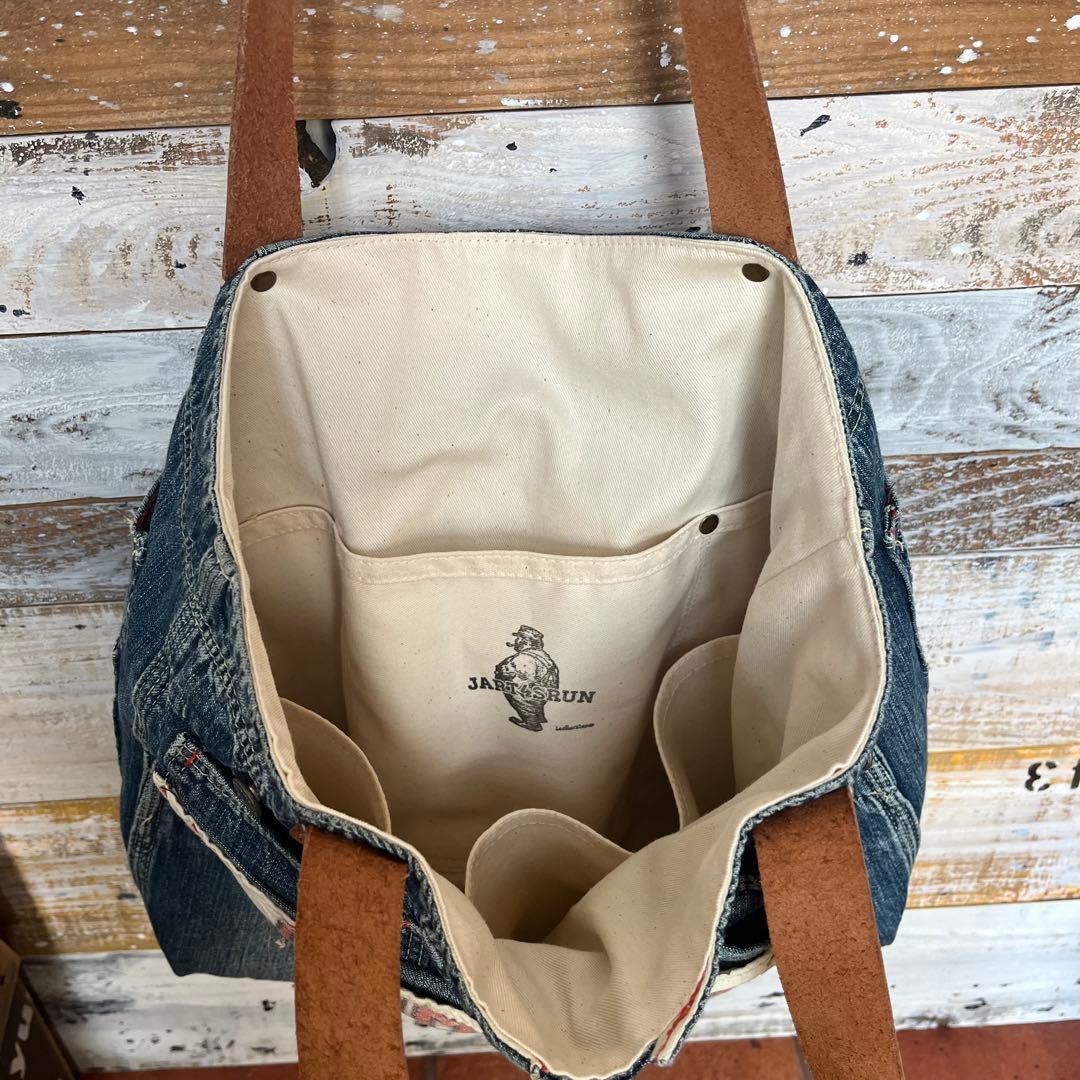 デニムと革の トートバッグ