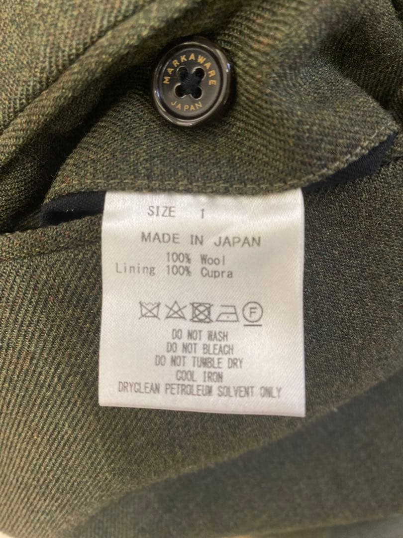 MARKAWARE ウールストレートスラックス　カーキ