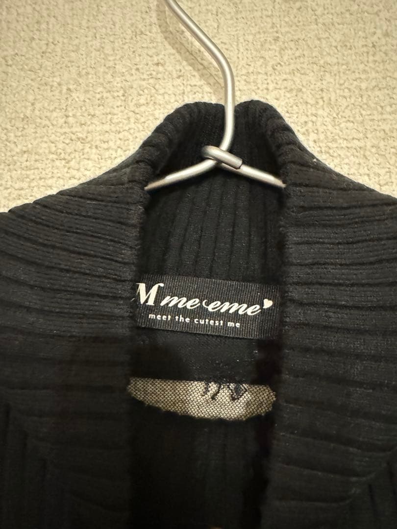 タイムセール中 新品未使用 ブラック 長袖ニットワンピース 背中 リボン