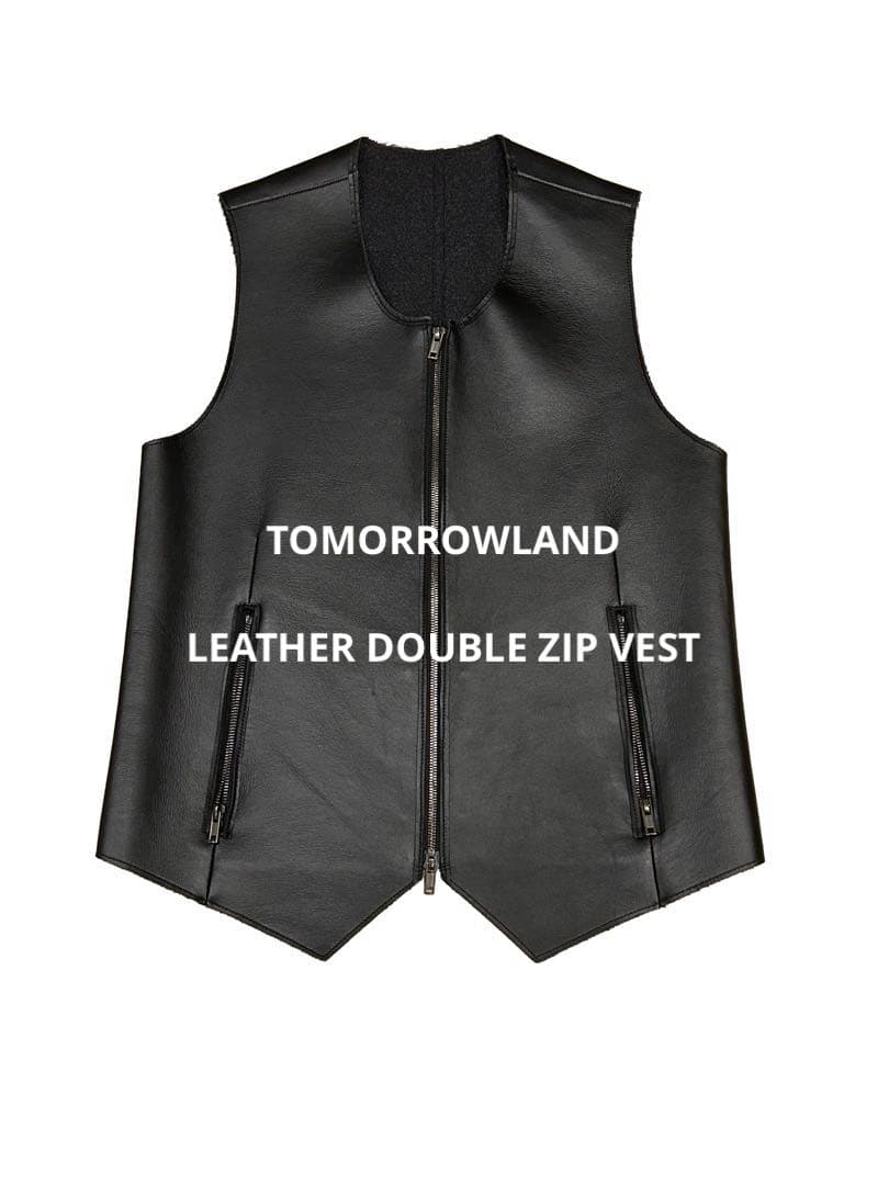 トップス TOMORROWLAND LEATHER DOUBLE ZIP VEST