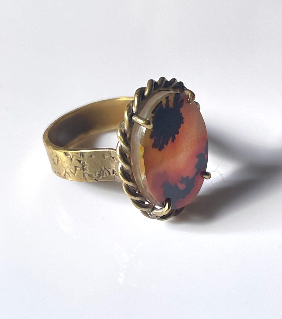 デンドリティックアゲート　額縁リング　真鍮　kitohi