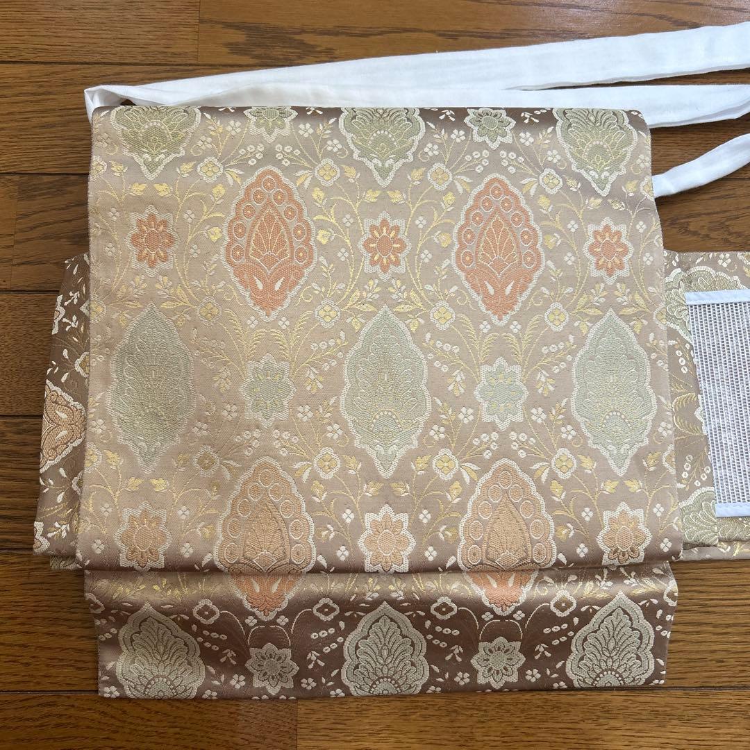 花柄 付け帯 ベージュ系　やまと　ワンタッチ帯