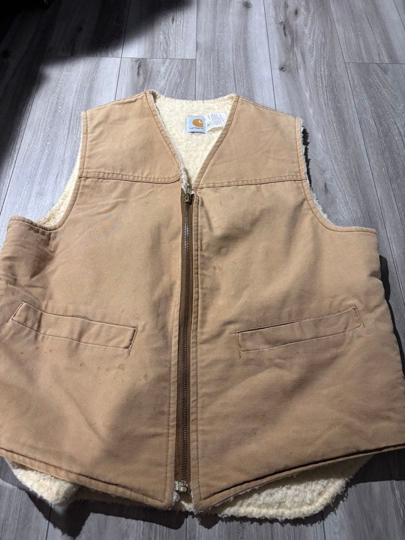 80s〜90s USA製 CARHARTT カーハート 裏ボアダックベストL