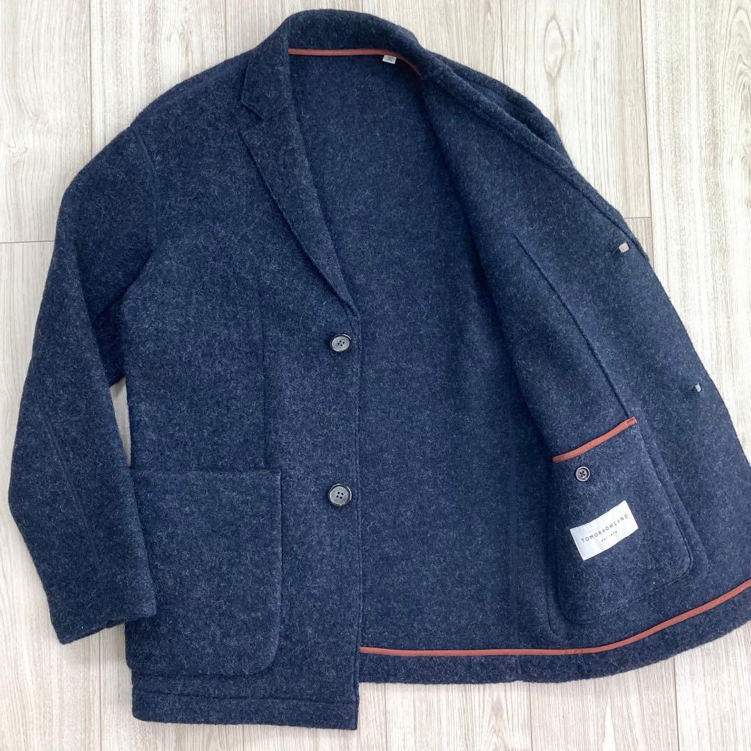 トゥモローランド ウールブラッシュボア テーラードジャケット ネイビー ◎極美品