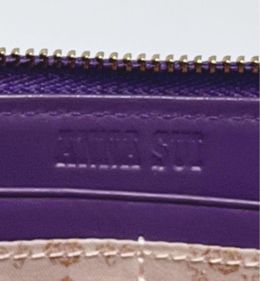 ANNA SUI ローズハート バタフライ L字ファスナー 長財布 ラベンダー