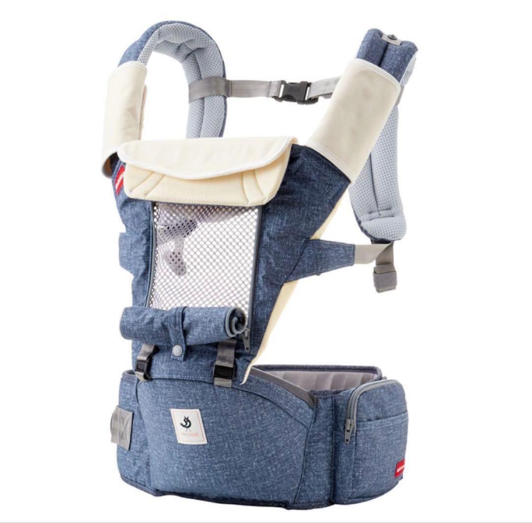 ぴぴぴ【※新品】ミキハウス×ポグネー ベビーキャリア インディゴブルー