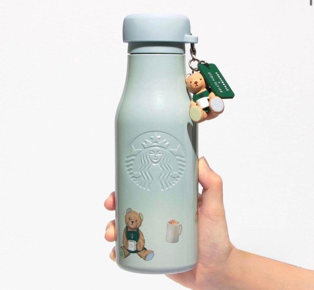 リッドカバーベアチャーム付きステンレスボトル
