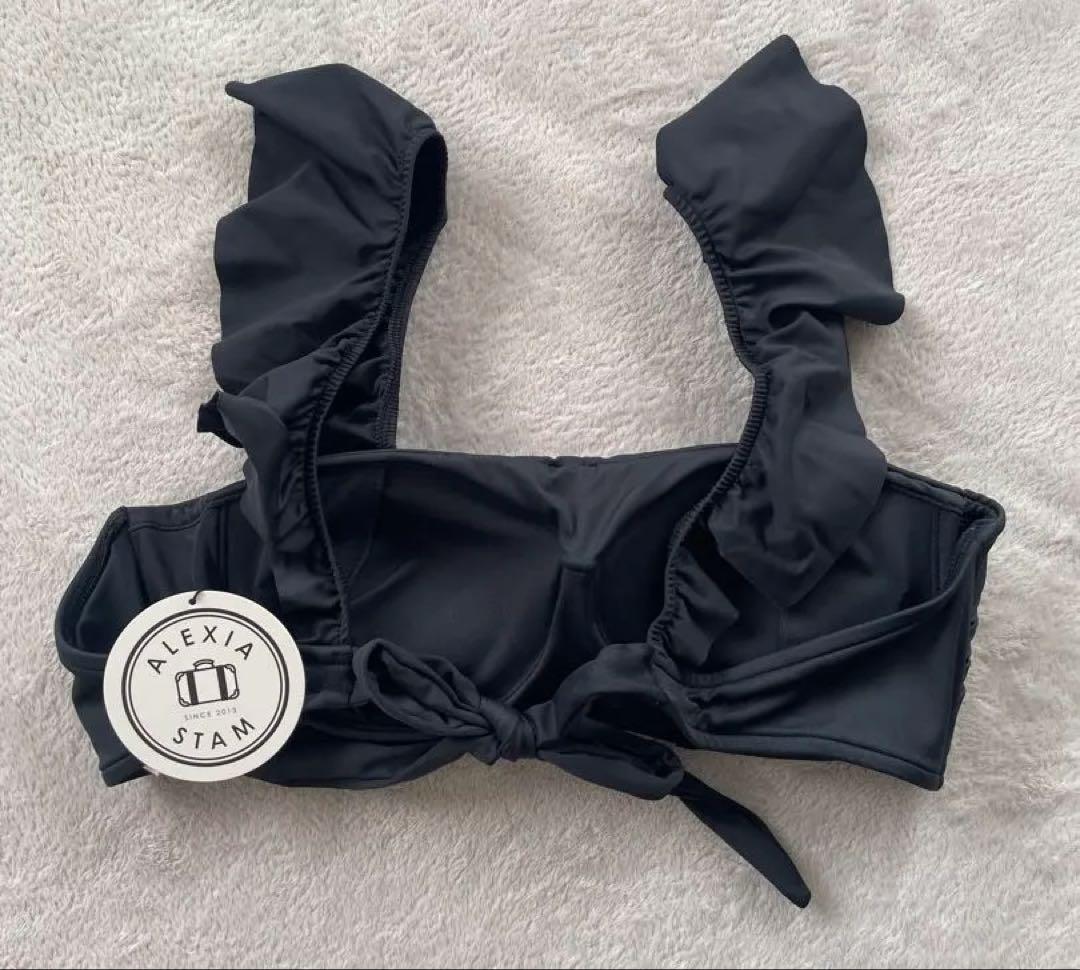 新品タグ付きALEXIA STAM 黒ブラックフリルビキニ M アリシアスタン
