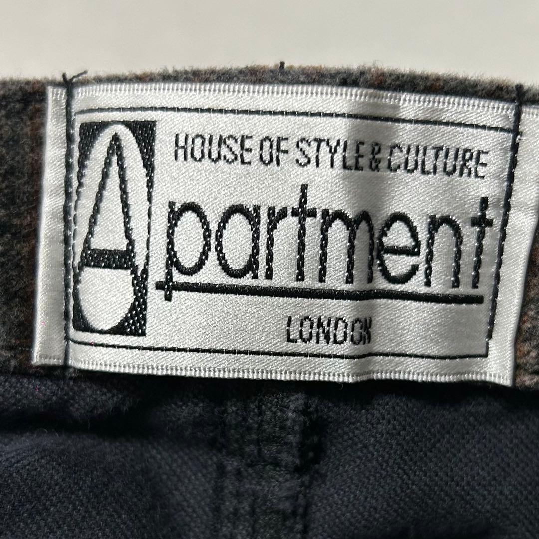 90s イギリス製 ハウンドトゥース ベロア スラックス センタープレス 光沢