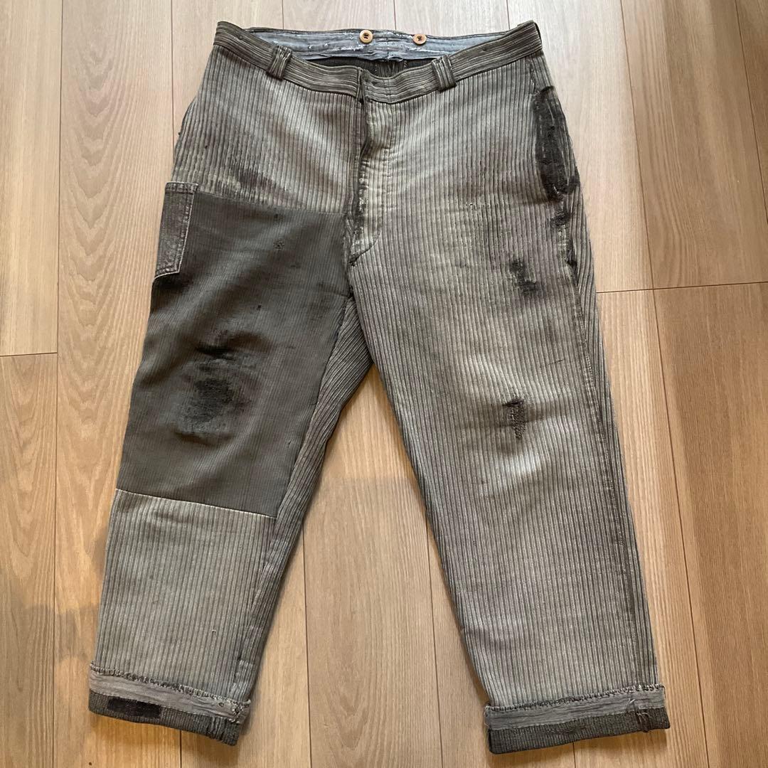 フランス　ビンテージ　ファーマーズパンツ　ストライプ　軍　m47 モールスキン