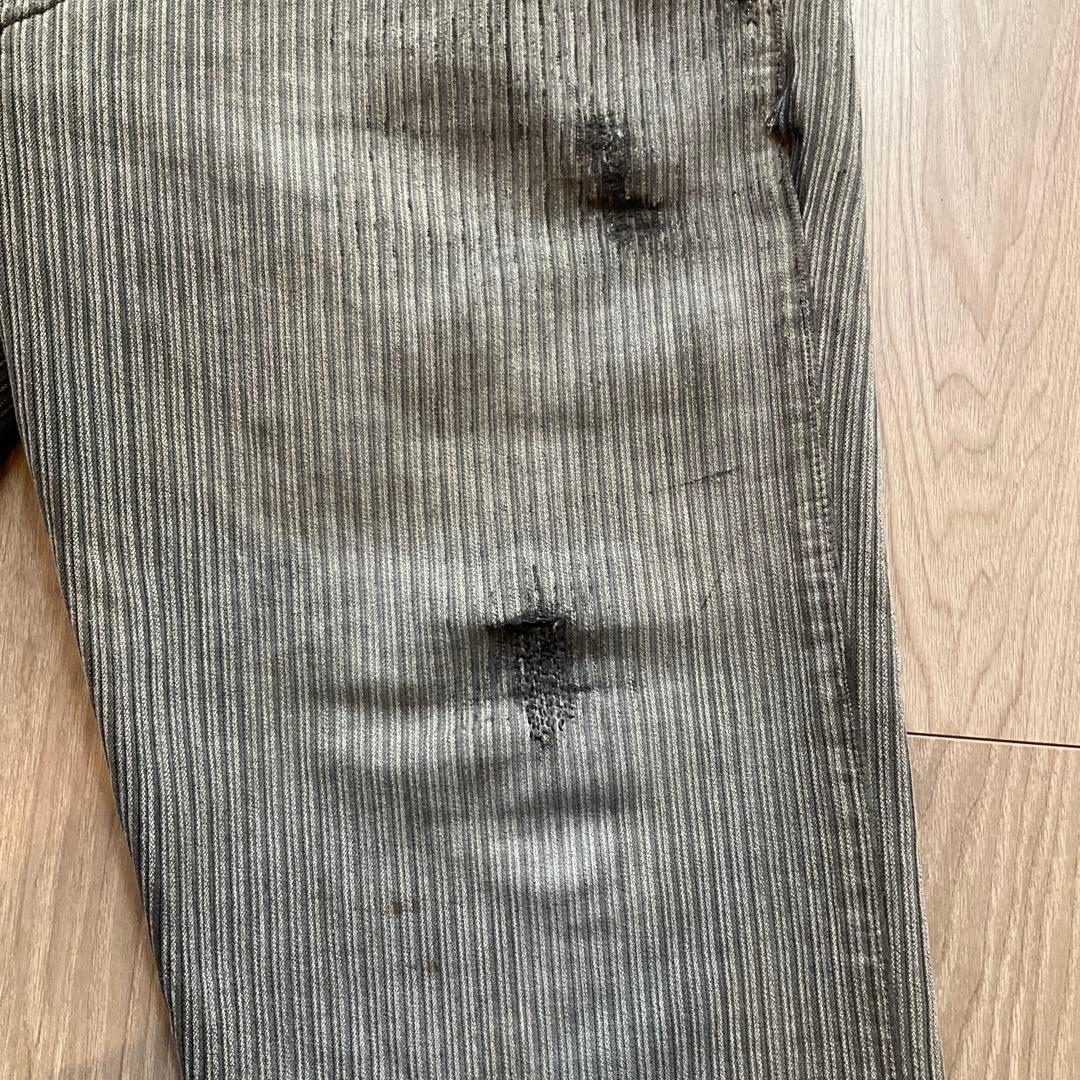 フランス　ビンテージ　ファーマーズパンツ　ストライプ　軍　m47 モールスキン