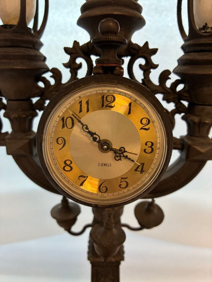 【東京市道路元標•日本橋•完成記念】アンティーク テーブルランプ 時計付き