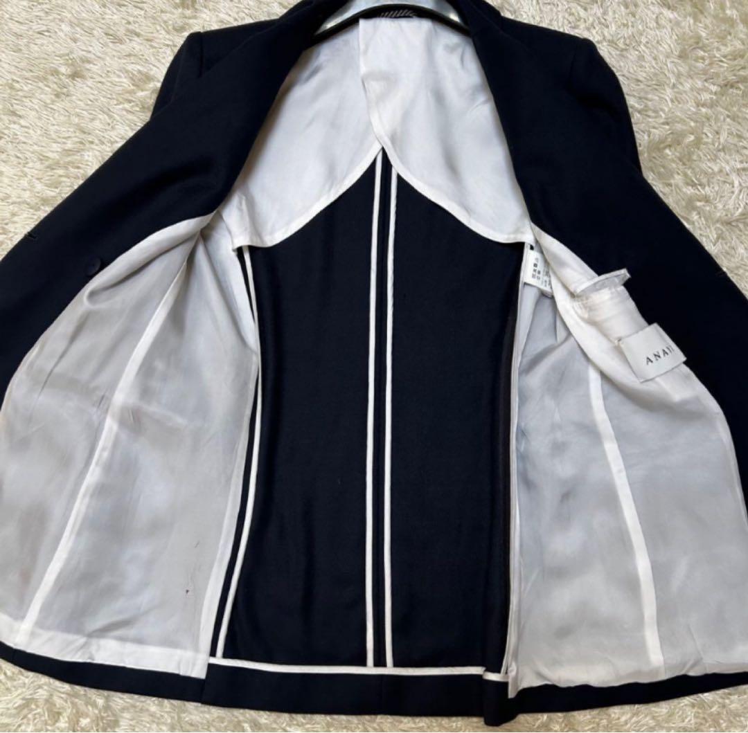 未使用級✨ANAYI ウールオックスダブルジャケット　紺ブレ　金ボタン　現行