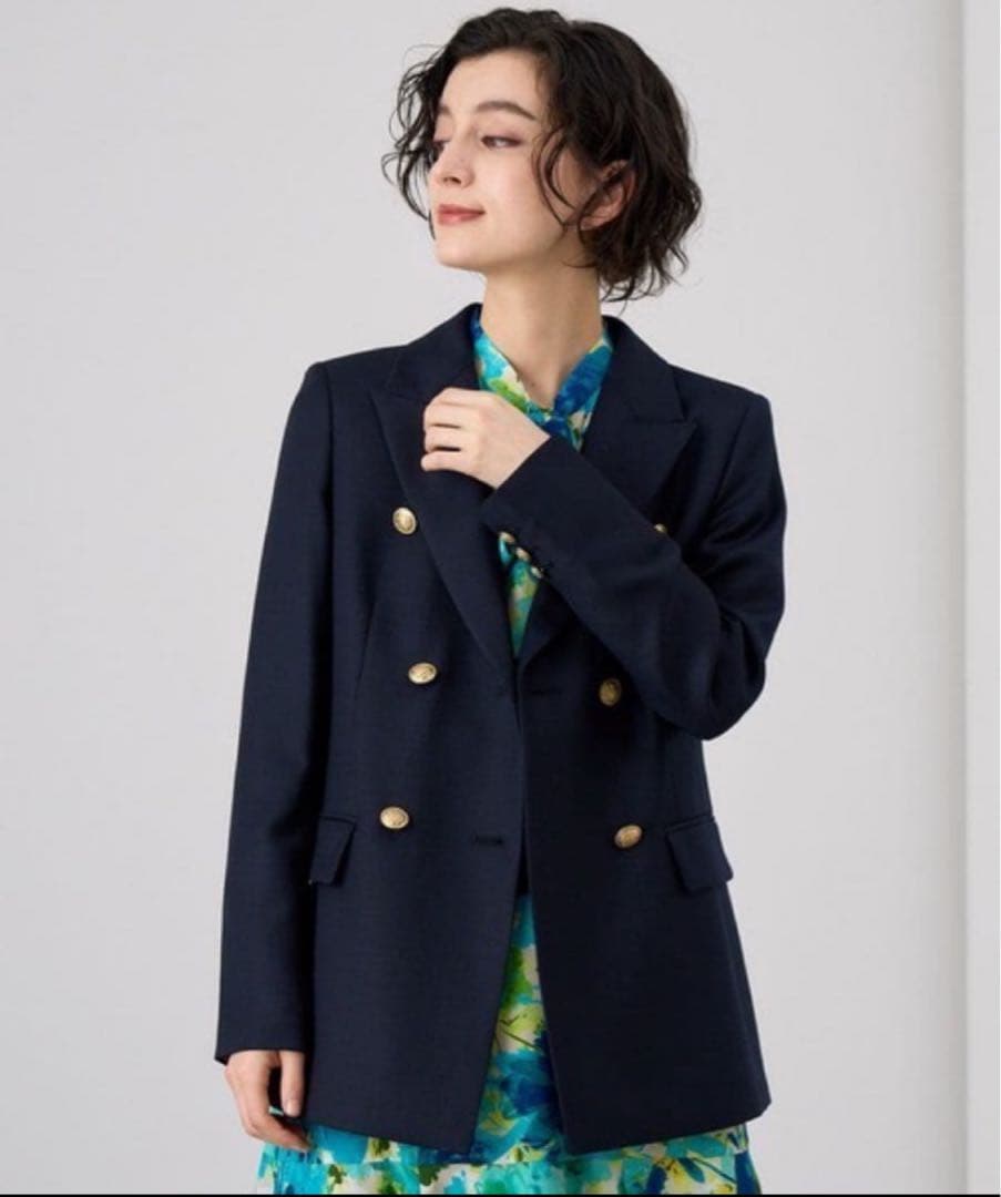 未使用級✨ANAYI ウールオックスダブルジャケット　紺ブレ　金ボタン　現行