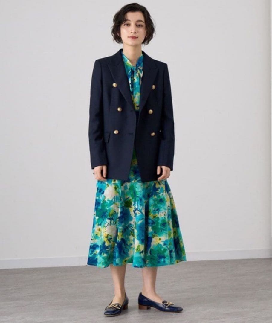 未使用級✨ANAYI ウールオックスダブルジャケット　紺ブレ　金ボタン　現行