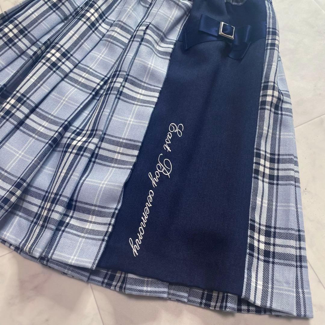美品✨EAST BOY 160卒服　ネイビーブレザー　金ボタン　チェックスカート