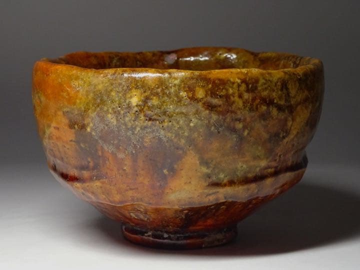 江戸時代後期の茶陶作品 京都・嵐山 嵯峨焼 楽焼茶碗 時代箱付 茶道具