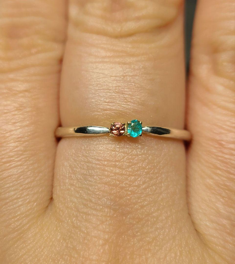 ★ブラジルバターリャパライバトルマリン&パパラチアサファイア10KリングSV★