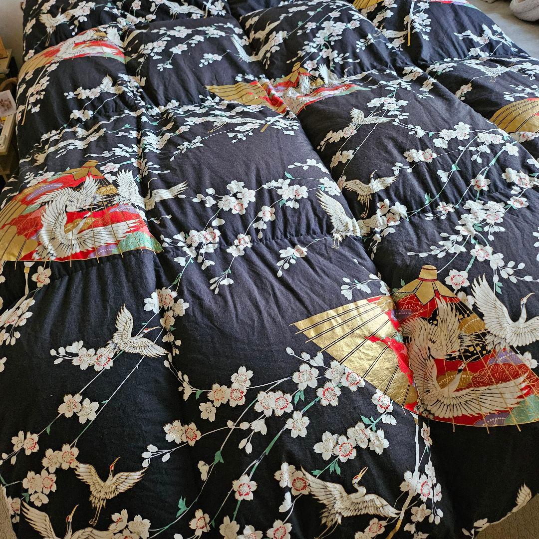 羽毛布団 ハンガリー産 ホワイトグースダウン90% シングル 日本製 両面柄違